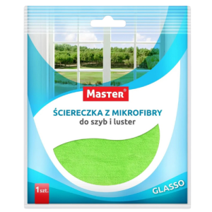 ŚCIERKA Z MIKFROFIBRY do okien i luster GLASSO 34x34cm 1szt. MASTER